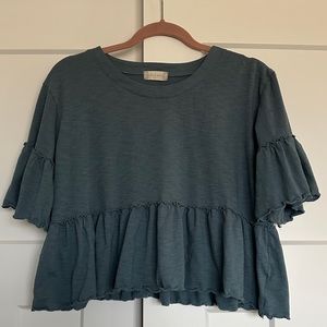 Altar’d State Women’s Cropped Babydoll Ruffle T-shirt